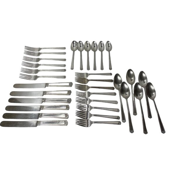 Vintage Sheffield Silver Plated Cutlery Set Art Deco Style Anniversary Pattern - Picture 1 of 4
